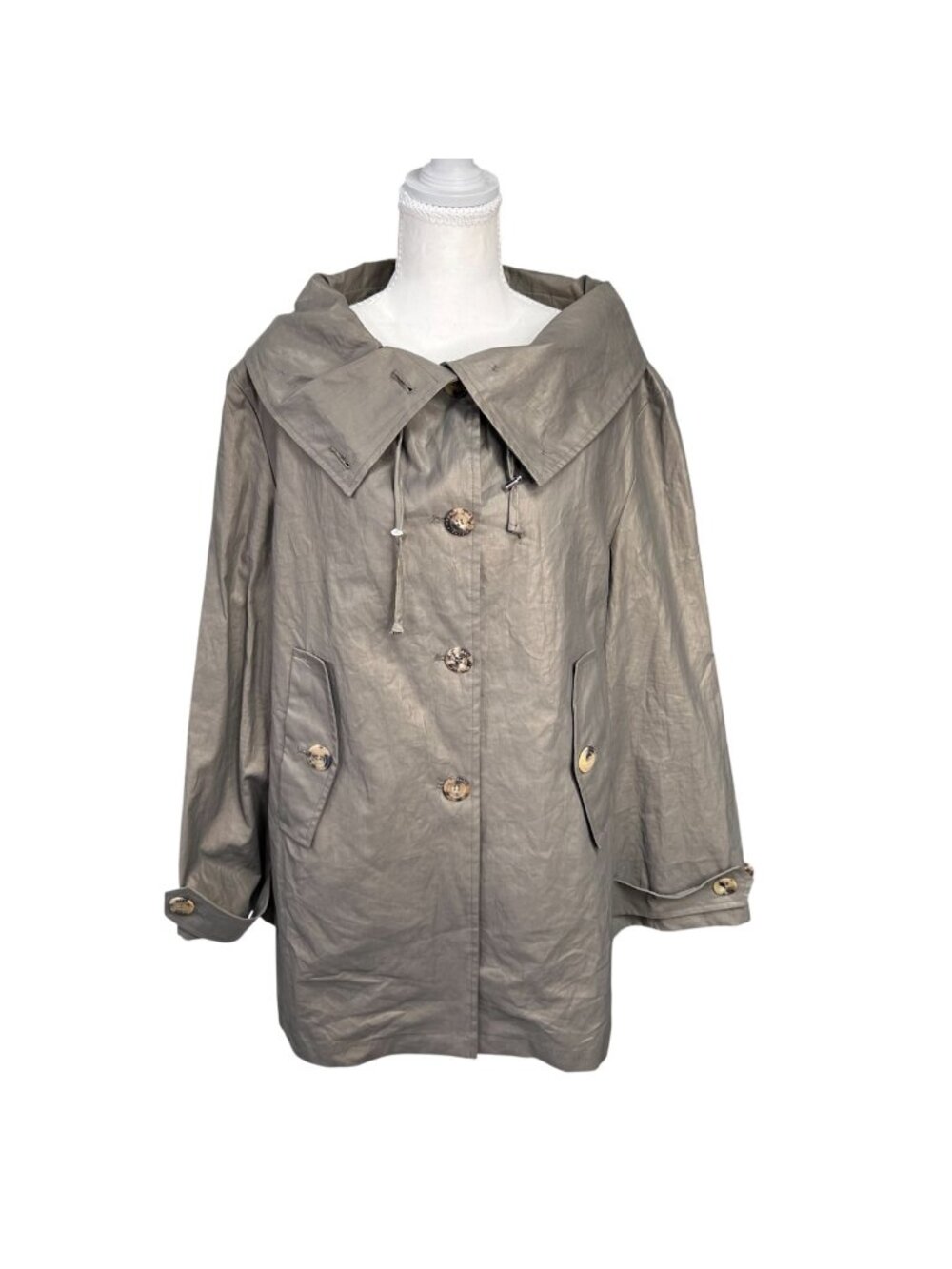 Pret Pour Partir Women's Coated Linen Button Front Oversized Collar Size 38 US M